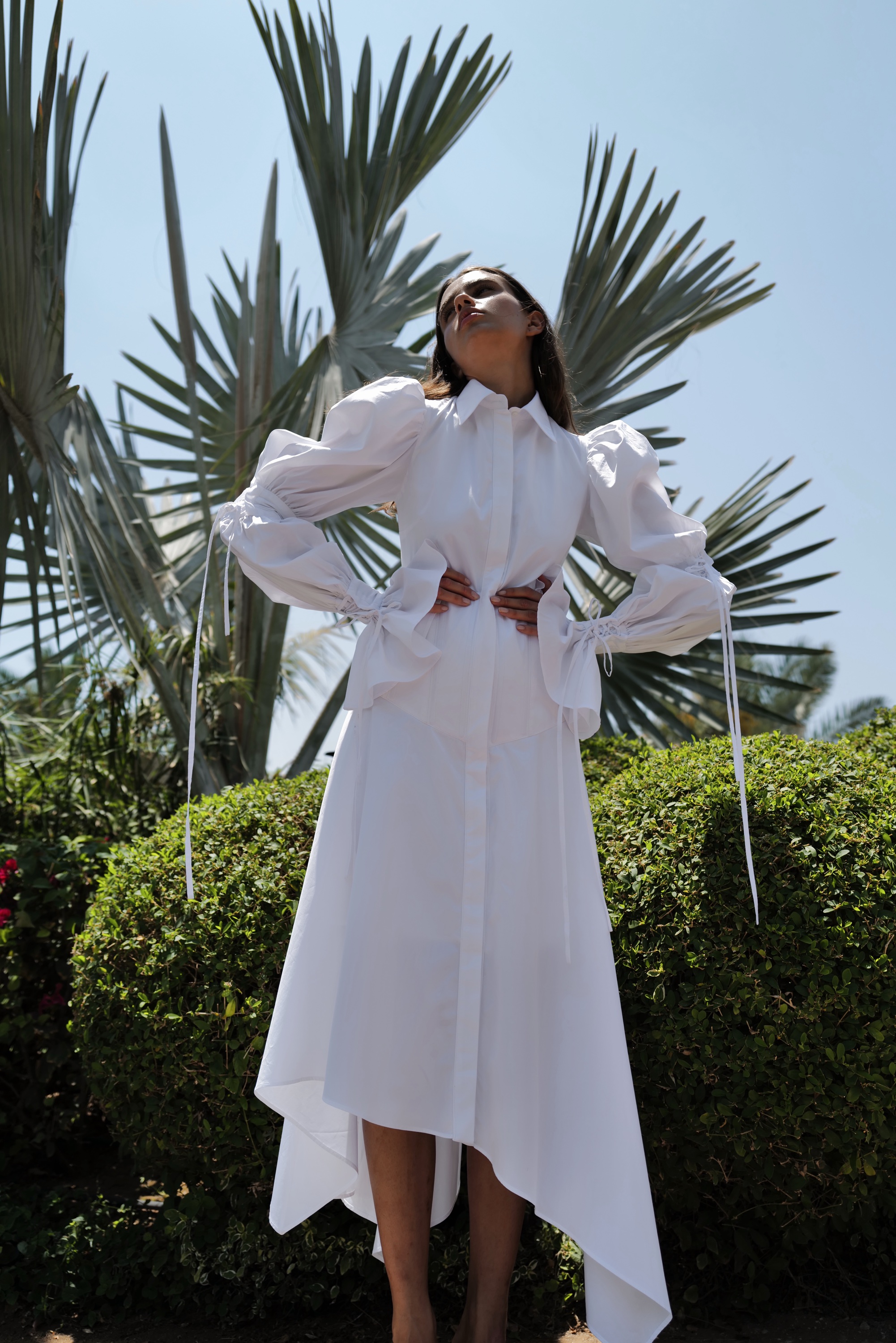 white asymmetric shirt dress Jennifer Miller Asymmetrical Shirt Dress